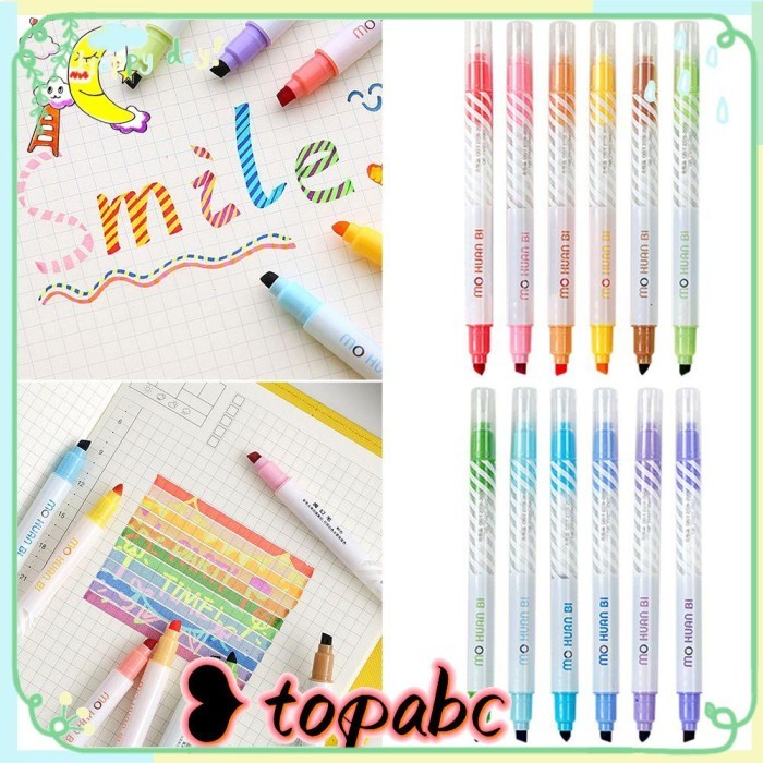 

Vee Top 12Pcs/Set Penanda Neon Kantor Perlengkapan Sekolah Alat Gambar