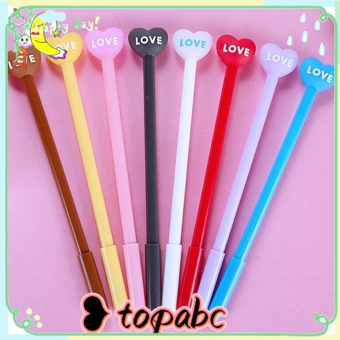 

Vee Top 8Pcs/Set Pena Netral Kantor Perlengkapan Sekolah 3D Berbentuk Hati