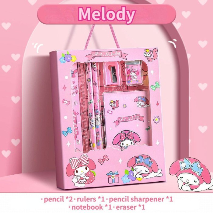

Vee Ahoky - Gift Set Perlengkapan Tulis Anak Sekolah 6 In 1 / Set Alat Tulis Anak Karakter Melody