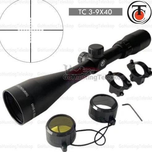 Teleskop senapan angin TC PREDATOR 3-9X40 Mildot, Teropong senapan