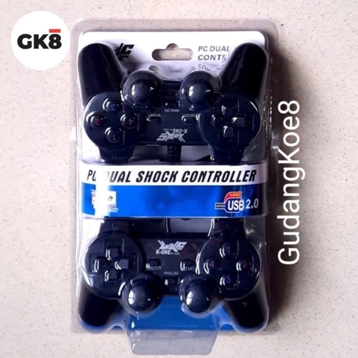 Gamepad Joystik Stick Pc Usb K-One Double Hitam Dual Shock