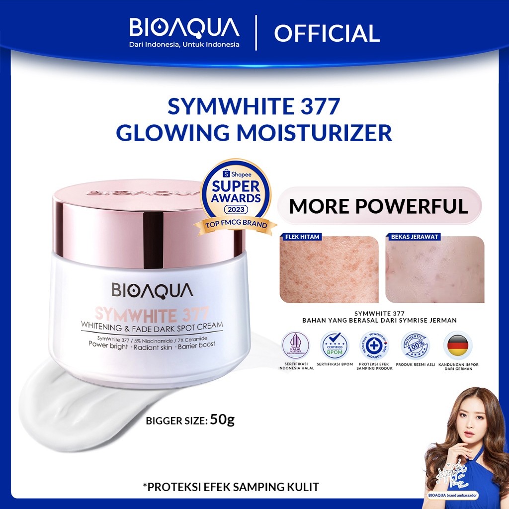 BIOAQUA Moisturizer SymWhite 377 Cream Pemutih Wajah 50g Krim Penghilang Flek Hitam Di Wajah-Q22A039