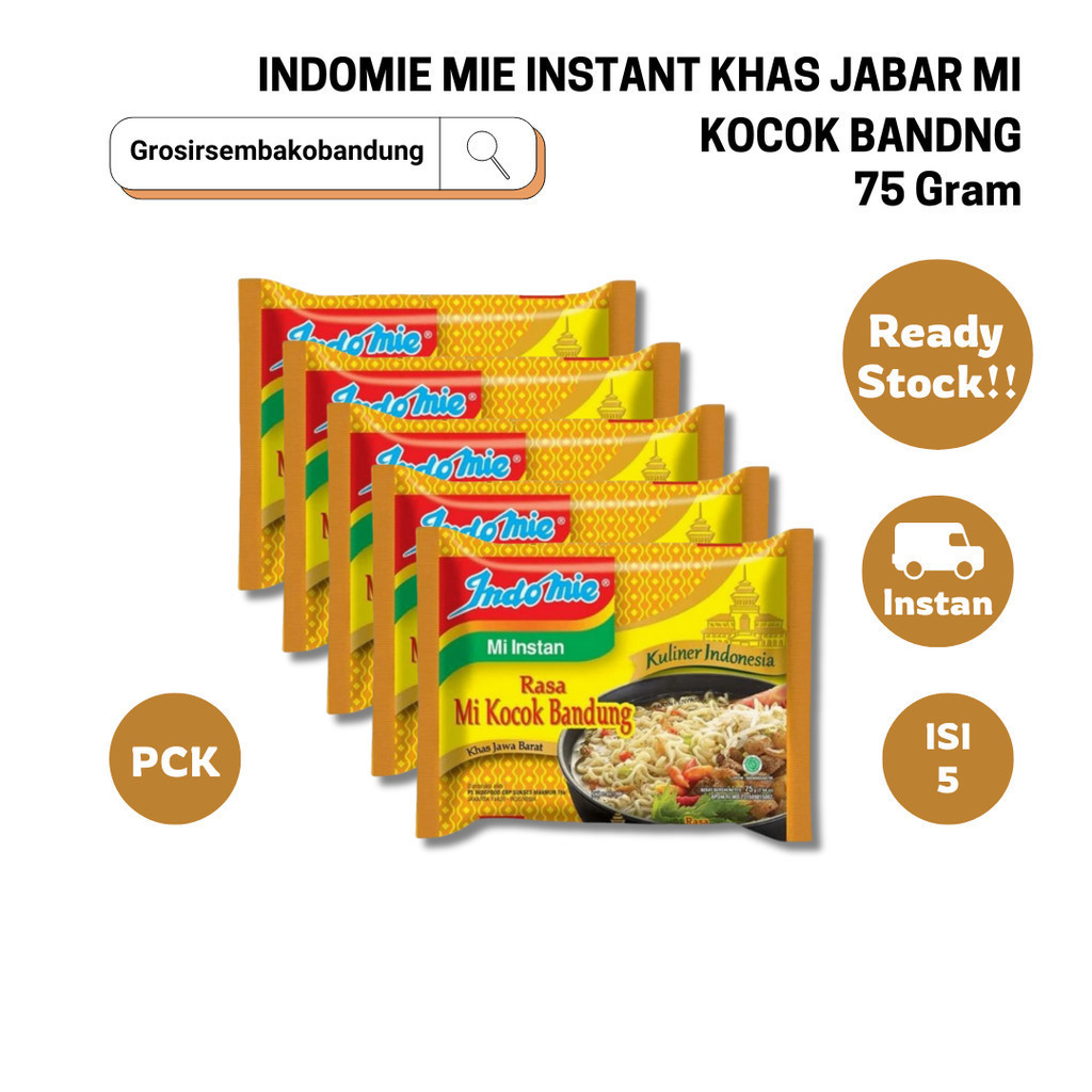 

INDOMIE MIE INSTANT KHAS JABAR MI KOCOK BANDUNG PCK 75g - 5 Pcs - Kota Bandung