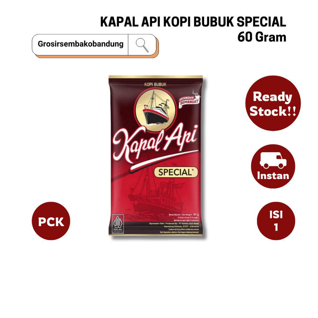 

KAPAL API KOPI BUBUK SPECIAL PCK 65/60g - 1 PCS - KOTA BANDUNG