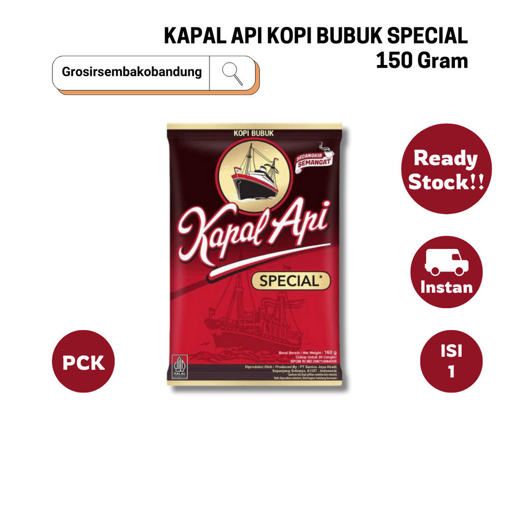 

KAPAL API KOPI BUBUK SPECIAL PCK 160/150g - 1 PCS - KOTA BANDUNG