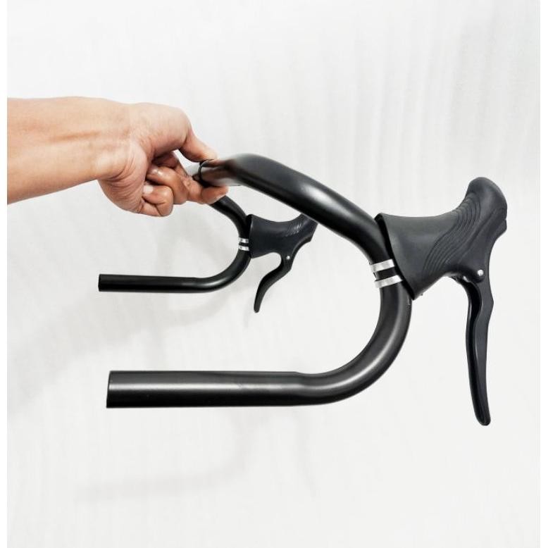 Promo Gila Paket Stang Sepeda Balap Standrt 25,4Mm / Stang Sepeda Drobbar / Handle Rem Sepeda Balap 