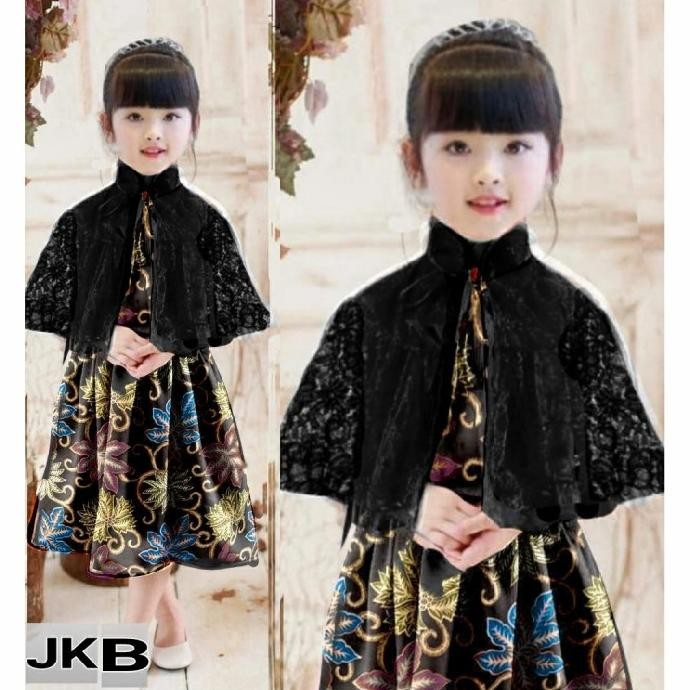 Set 2in1 dress cape batik Queensha Dress anak perempuan baju batik ana