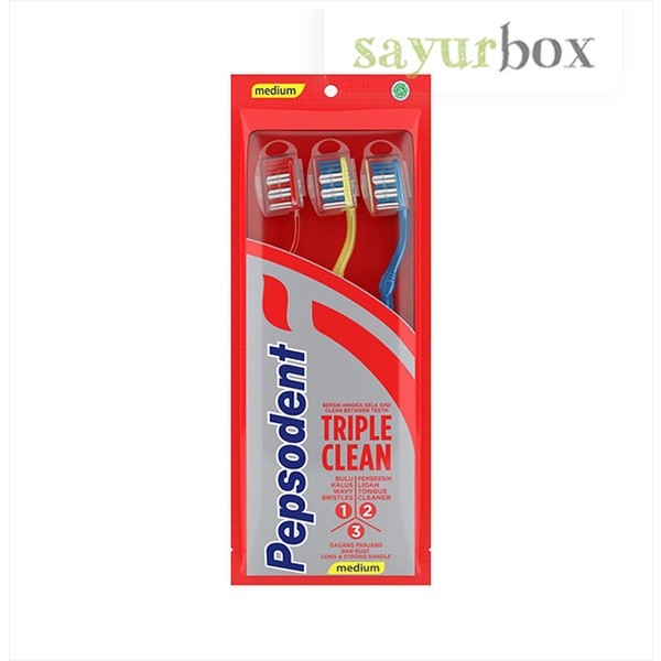 Pepsodent Sikat Gigi Medium 3 pcs Sayurbox
