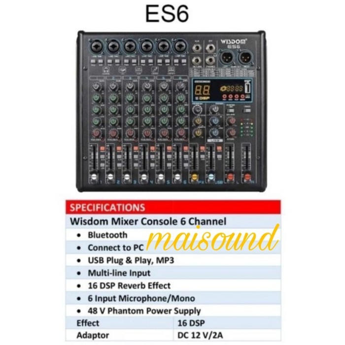 MIXER WISDOM ES6 ORIGINAL MIXER WISDOM ES 6 CHANNEL WITH BLUETOOTH