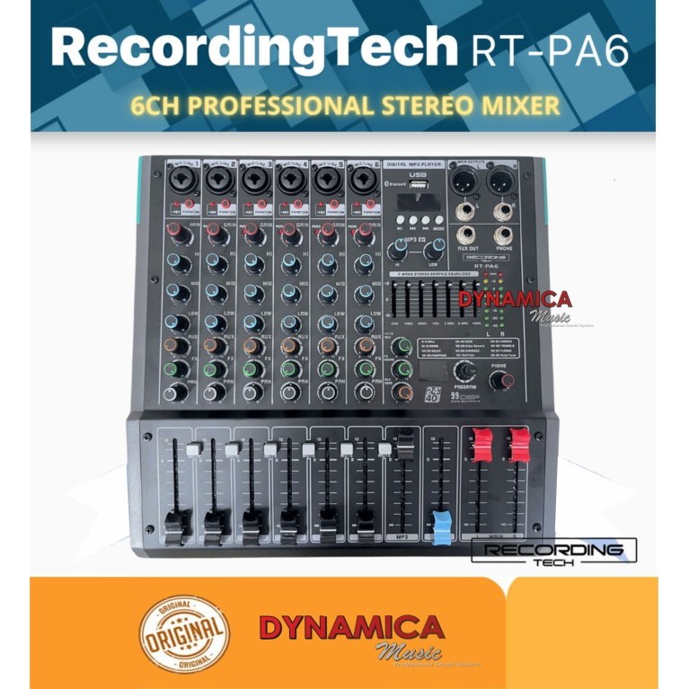 Recording Tech RT-PA6 6 CH Professional Stereo Mixer RTPA6 RT PA6