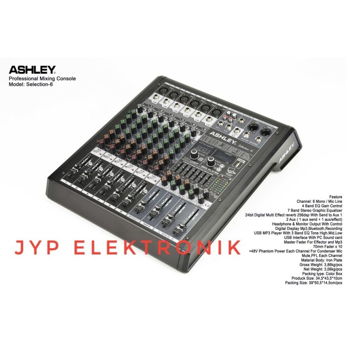 Mixer ashley 6 channel selection-6 Bluetooth usb equalizer original