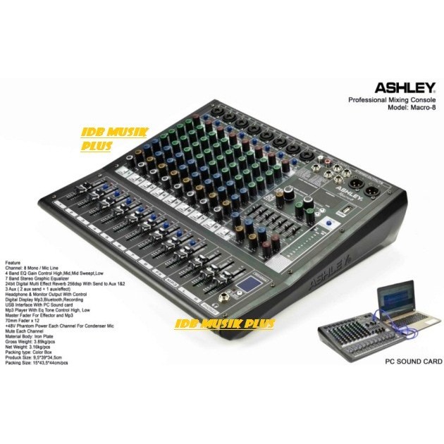 Mixer 8 Channel Ashley Macro8 Macro 8 Original Ashley