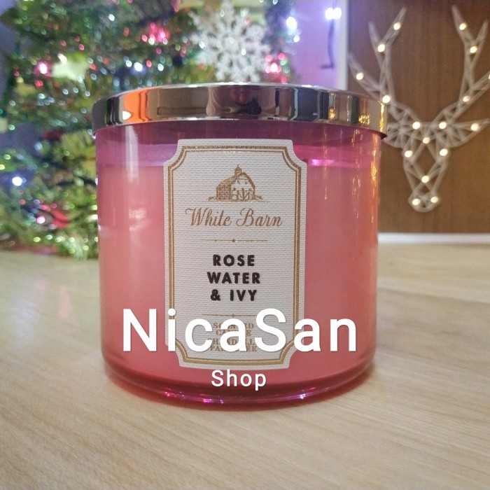 Bath & Body Works ROSE WATER & IVY 3 Wick Candle Lilin Aromaterapi