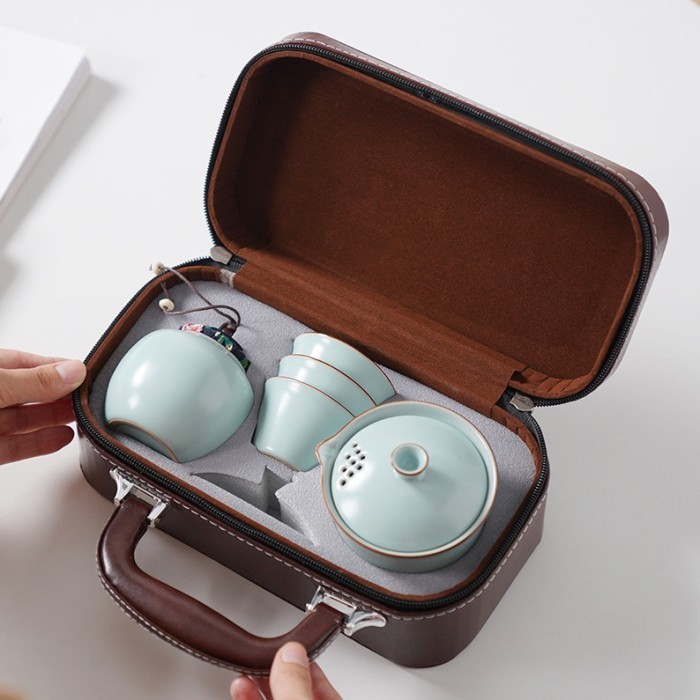 

Ready Ru Yao Porcelain Travel Bag Teapot Teko Ceramic Chinese Tea Cups
