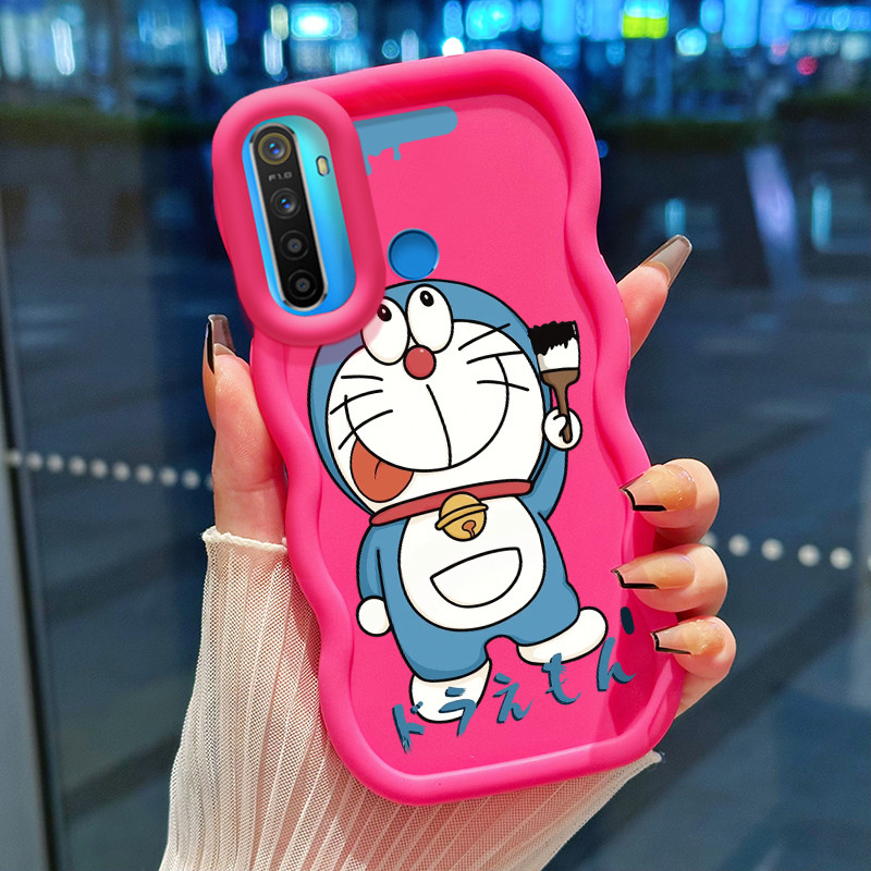 Casing Hp Untuk Realme 5 5i 5s 6i 7i C17 C15 C2 C2s OPPO A1K Case Casing pola kucing biru bahagia Ke