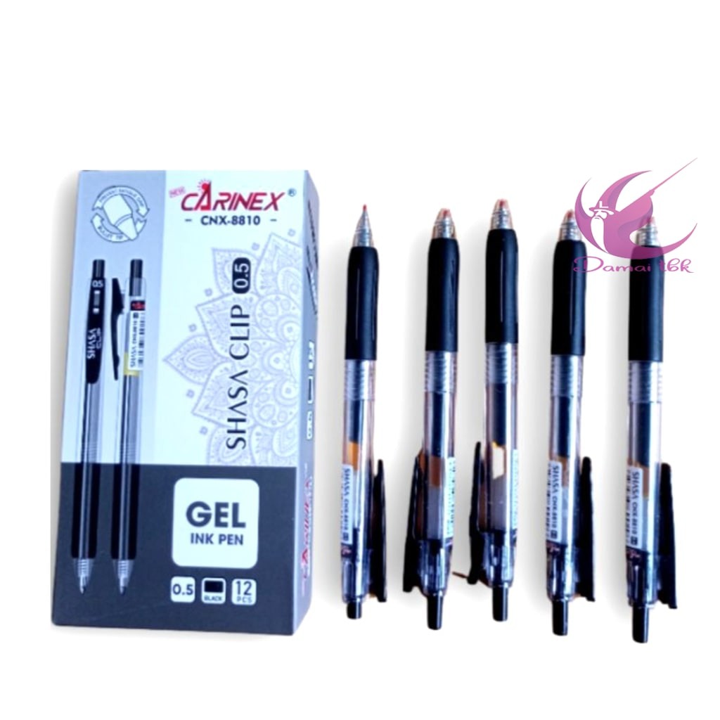 

1pcs Pulpen Gel Pen Sharasa Carinex Shasa Clip Cnx-8810 0.5Mm Tinta Hitam