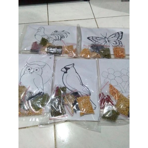 HARGA DISKON Paket Kolase Gambar + Biji Bijian Kolase Untuk Prakarya Tinggal Tempel
