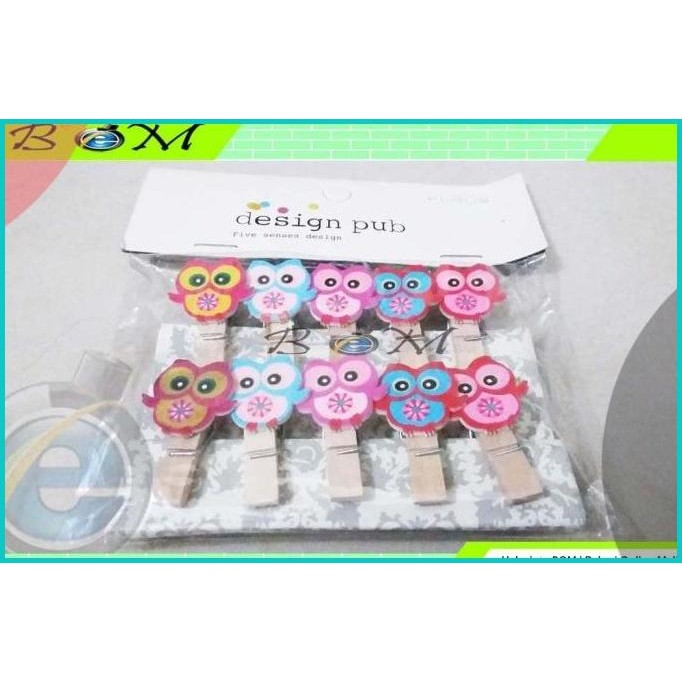 

penjepit kayu kertas foto wooden clip polaroid lucu owl burung hantu