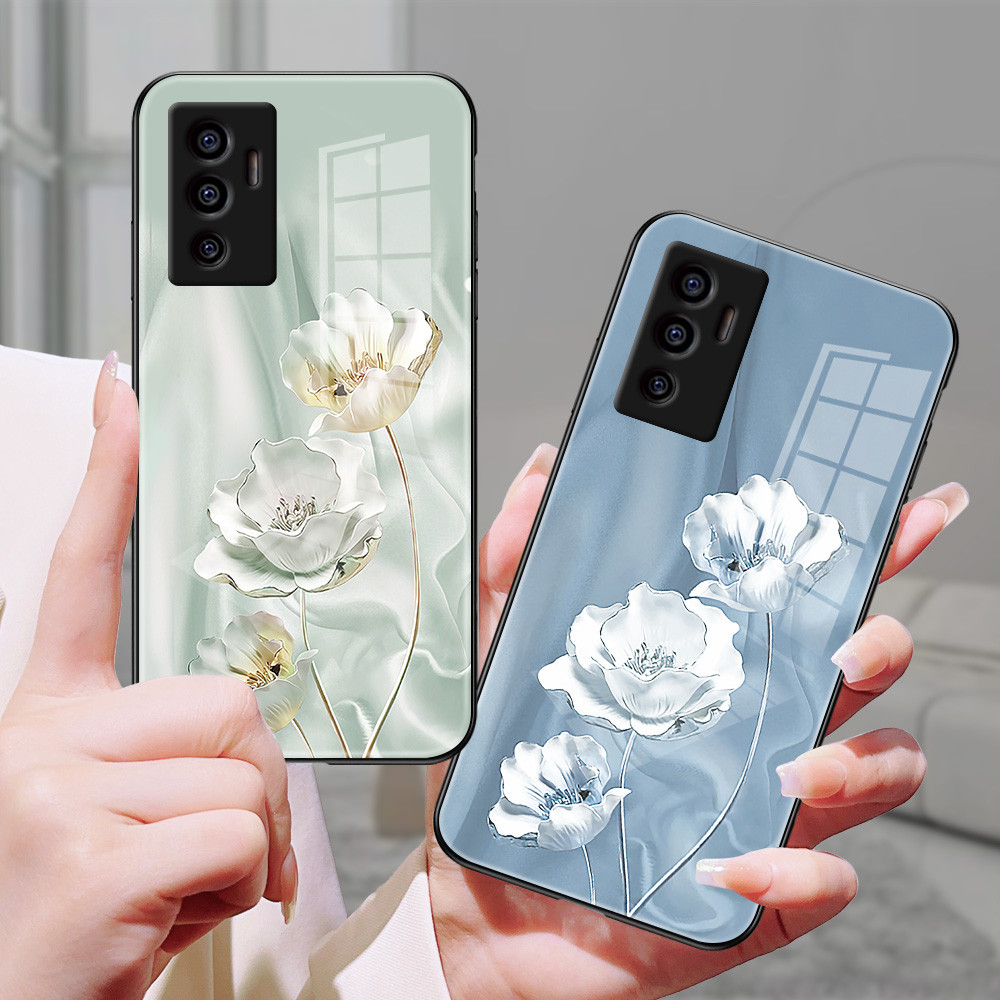 Mawar Logam Kaca glass Case cesing kesing untuk Vivo V30 pro V29 V29E V27 pro V27E V25 V25E V23 V23E