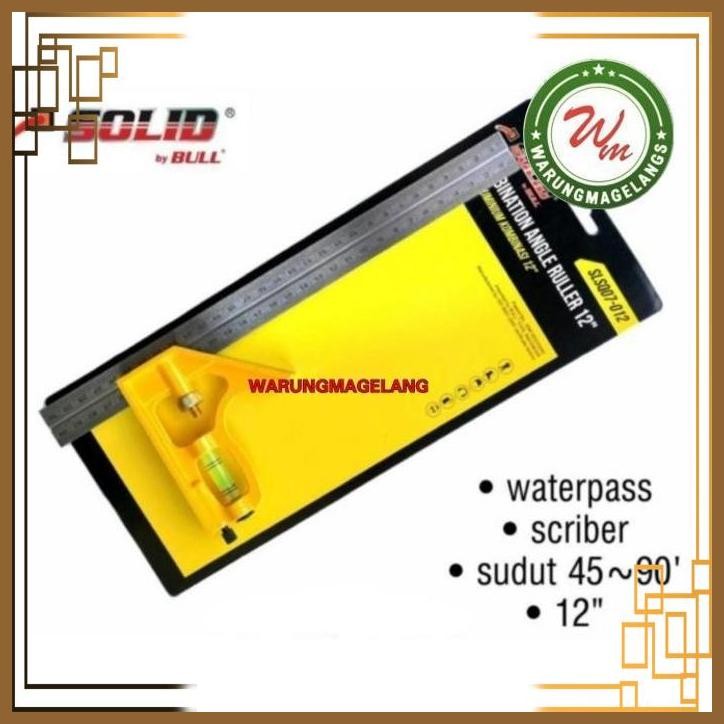 

[WMG] Penggaris Siku tukang kombinasi serbaguna kuning 12 SOLID
