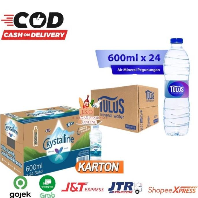 

Crystalin tulus Air Mineral Ph 8 600ml x 24 Botol Air Putih Sehat