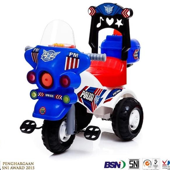 Mainan Anak Cowok Motor Polisi 626 Sepeda Anak Roda 3
