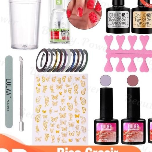 Paket Nail Art Lengkap Nail Art Set ,Set Kuku UV 3 Warna Cat Kuku Gel,