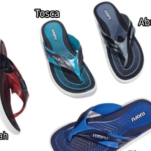 E6155E76Sp Jelly Sandal Jepit Pria Abg Anak Luofu Cowok Karet