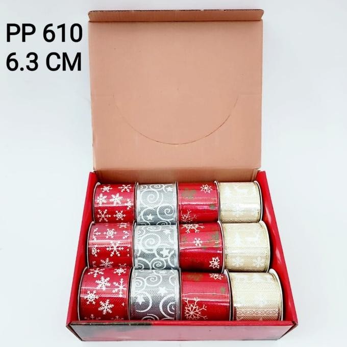 

Pita Natal 6 cm kotak Merah Santa Dekorasi Parcel Christmas Murah