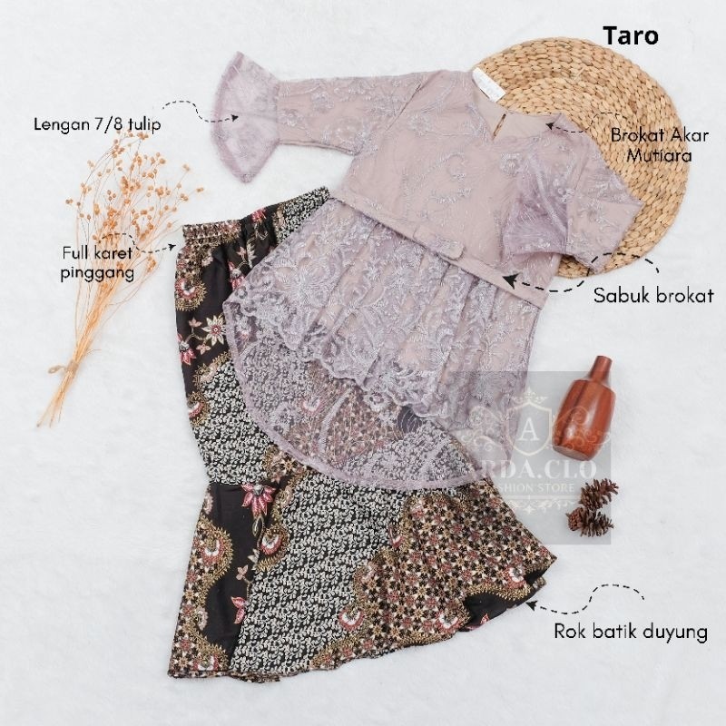 Kebaya Anak Perempuan Setelan Rok Atasan Cewek Modern Kebayak Kids Selendang Samping Set Kabaya Wani