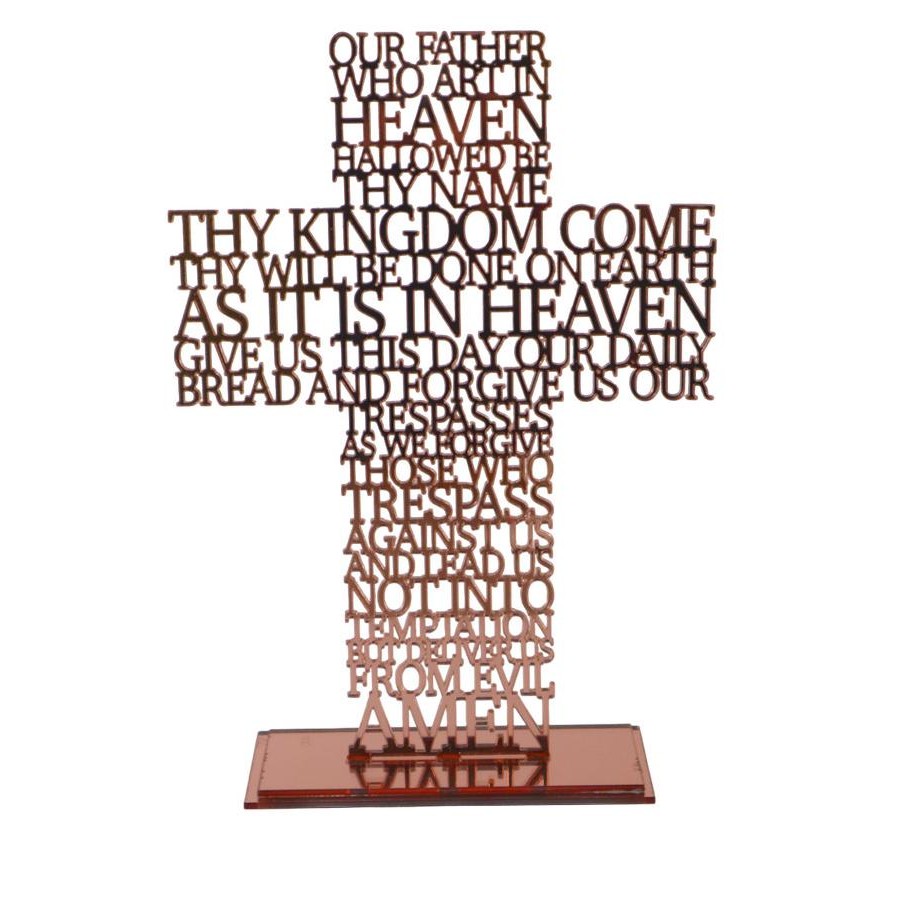Salib Doa Bapa Kami Dalam Bahasa Inggris Akrilik Mirror Pajangan-Duduk