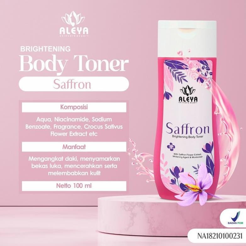 Terlaris Aleya Toner Badan Saffron - Pemutih Kulit Dengan Saffron Berkualitas 100Ml Original