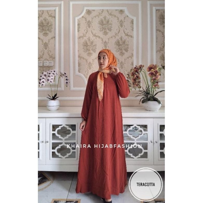 PROMO KHAIRA - busui friendly // GAMIS CRINKLE AIRFLOW PREMIUM | FASHION MUSLIM SYARI | GAMIS JUMBO 