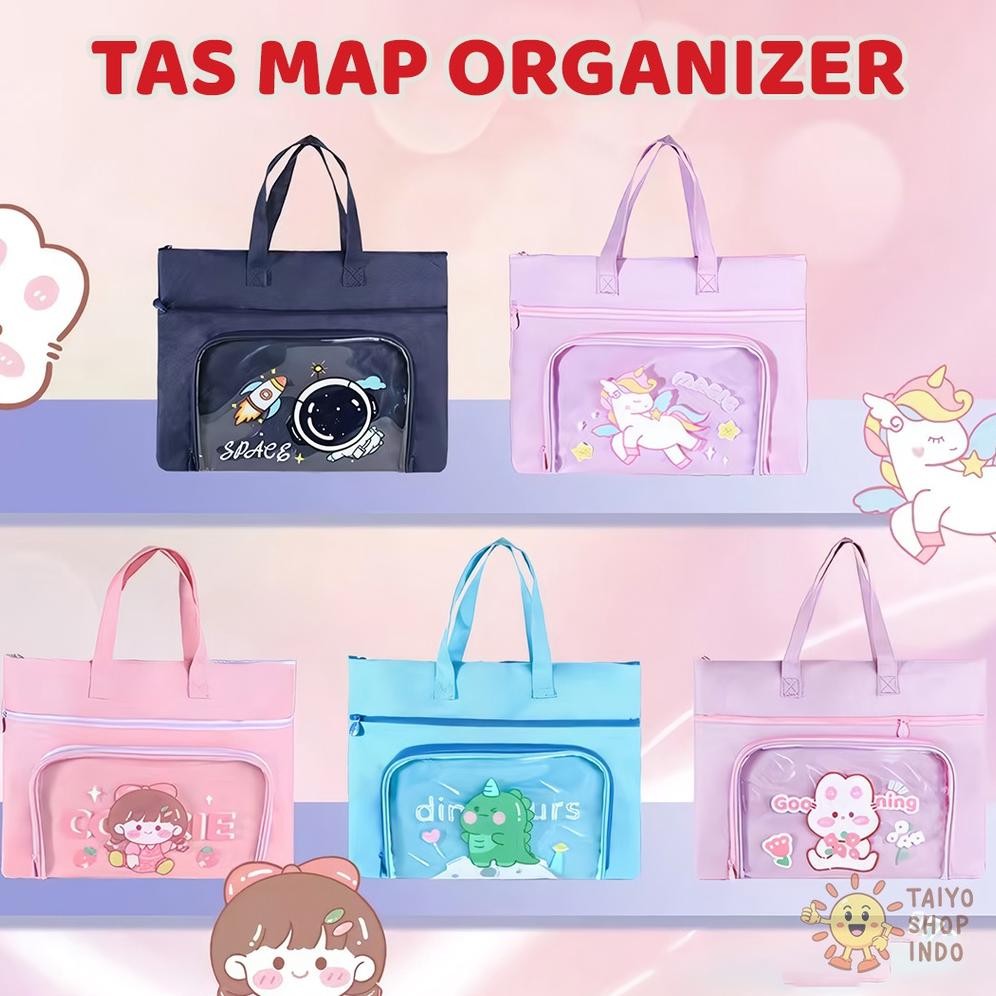 

BISA COD TAIYO Tas Map Organiser Waterproof File Buku Berkas Les Kursus Sekolah Lucu Motif Kartun tg-342