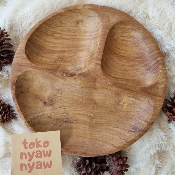 Piring Kayu Jati / Piring Sekat / Piring Makan Anak / Piring Kayu