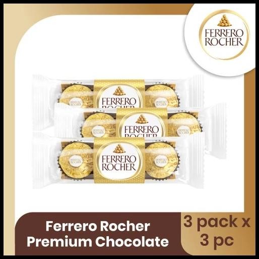 

[T3 X 3 Pack] Ferrero Rocher Isi 3 Pcs - Cokelat Hazelnut