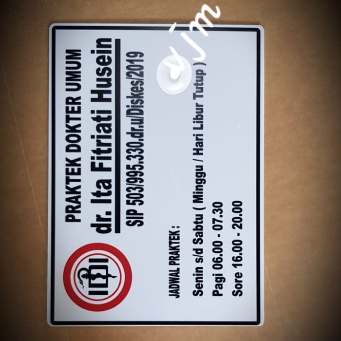 

Ready Acrylic Papan Nama Dokter, uk.A3