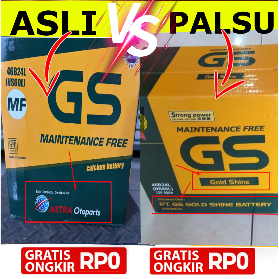 Aki Kering GS MF NS60L / 46B24L Astra Otoparts Original Bukan GS KW GS Gold Star