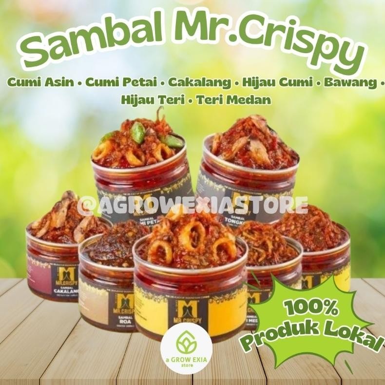 

Mr.Crispy Sambal Cumi Asin Cakalang Teri Medan Tongkol Kerang Saos Padang Udang Balado Sambel Bawang