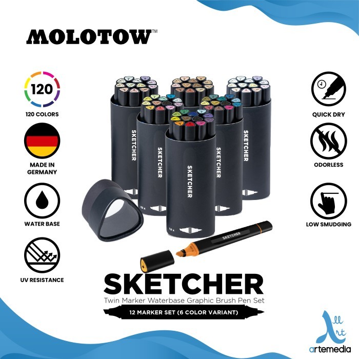 

Ba Molotow Sketcher Twin Marker Waterbase Set Graphic Brush Pen