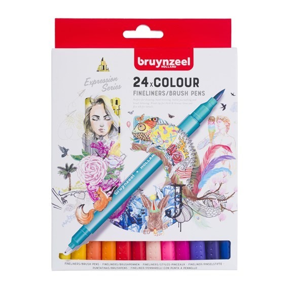 

Ba Bruynzeel Fineliner/Brush Pen Set 24 Colours