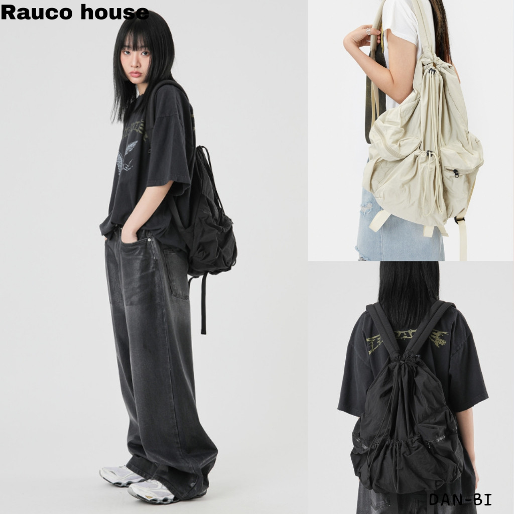 [Rauco house] Ransel ember serut uniseks / 3 warna / 100% asli / pengiriman cepat dari Korea / mudah