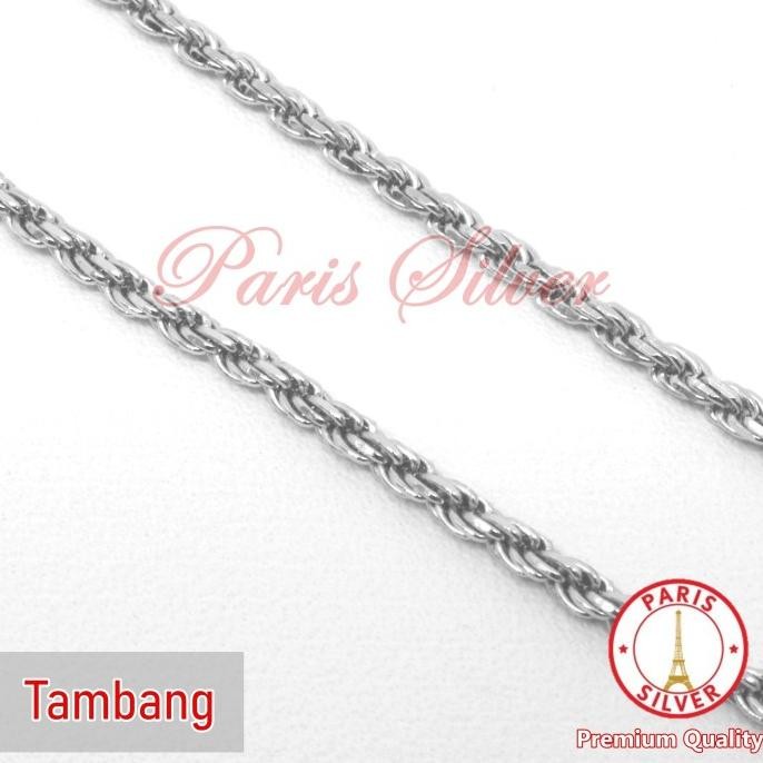 Kalung Tambang Perak Silver 925 Lapis Emas Putih