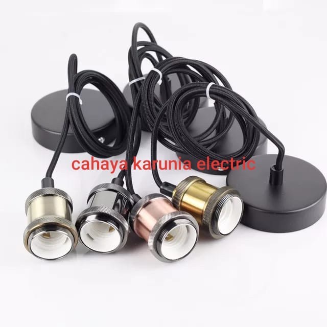 Fitting lampu gantung hias vintage clasic alumunium E27 edison