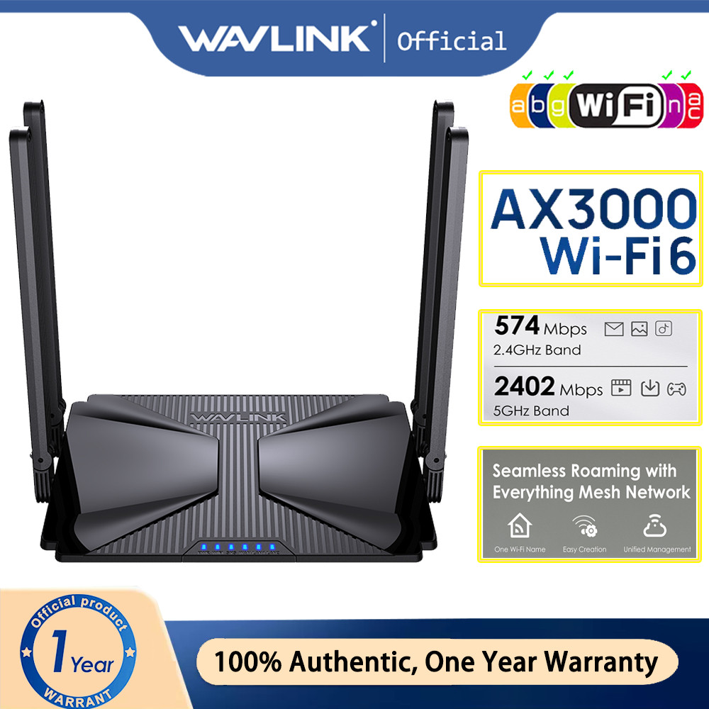 WAVLINK WiFi 6 AX3000 Dual Band Mesh Router 802.11ax Router Gigabit Nirkabel untuk Gaming dan VR Sem