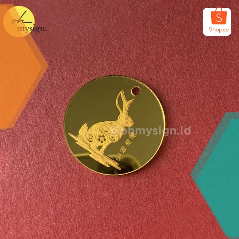 

Grosir Imlek Hang Tag Hampers Label Akrilik Grafir SIncia CNY Gift - Gold Mirror 35cm Elegan