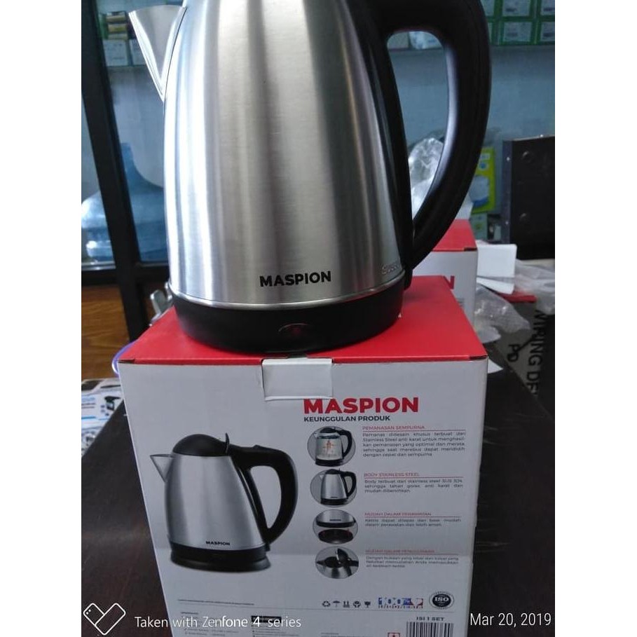 Maspion Teko Kettle Ketel Pemanas Air Listrik Mek 1801Ss Promo