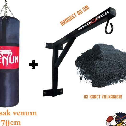 Paket Lengkap Samsak Tinju Plus Isi Karet 70Cm + Gantungan Sansak 60Cm