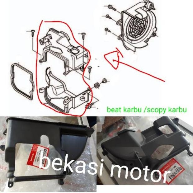 Shroud Cover Blok Mesin Honda Beat Karbu Scoopy Karbu Original Sepasang