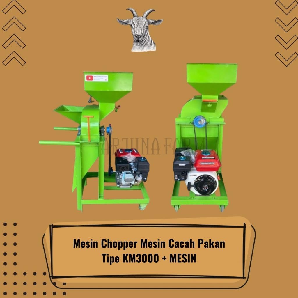 Mesin Pencacah Rumput Pakan Ternak Tipe KM3000 Dengan Mesin Diesel Ternak